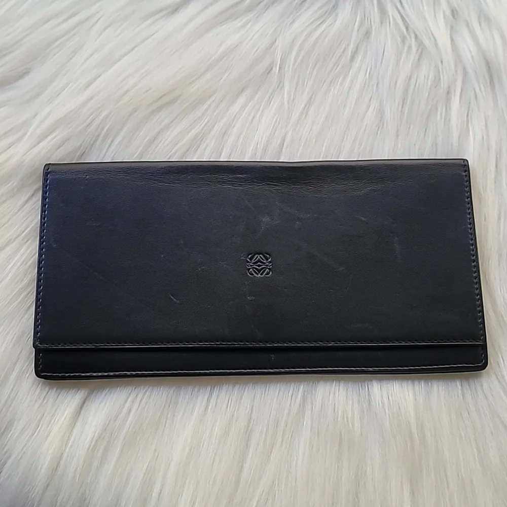 🖤LOEWE Anagram Black Leather Long Bifold Wallet